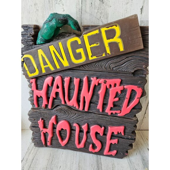 Vintage paper magic haunted house sign light up danger hanging prop Halloween - Picture 1 of 7